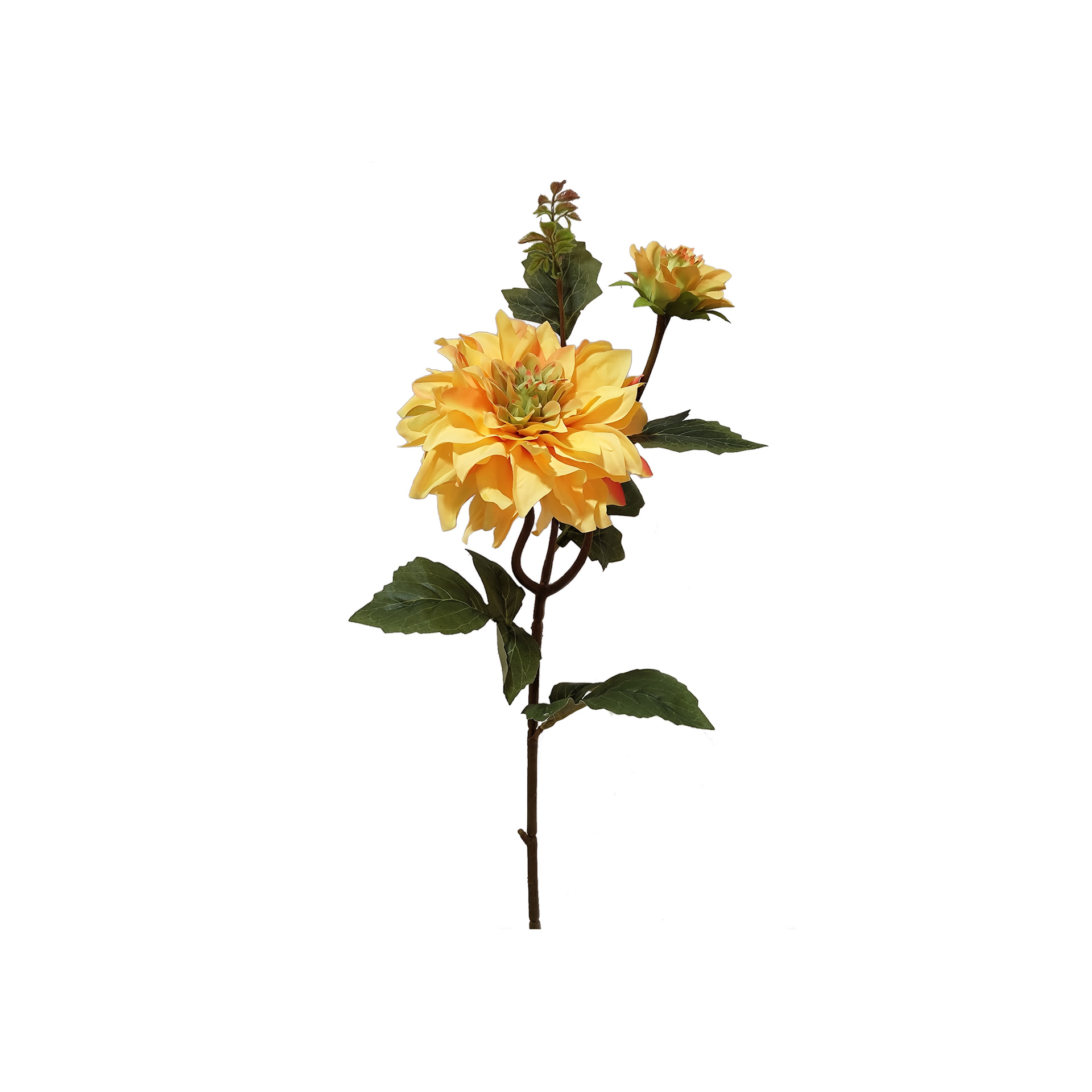 Haste Dália com Botão Amarelo 65cm