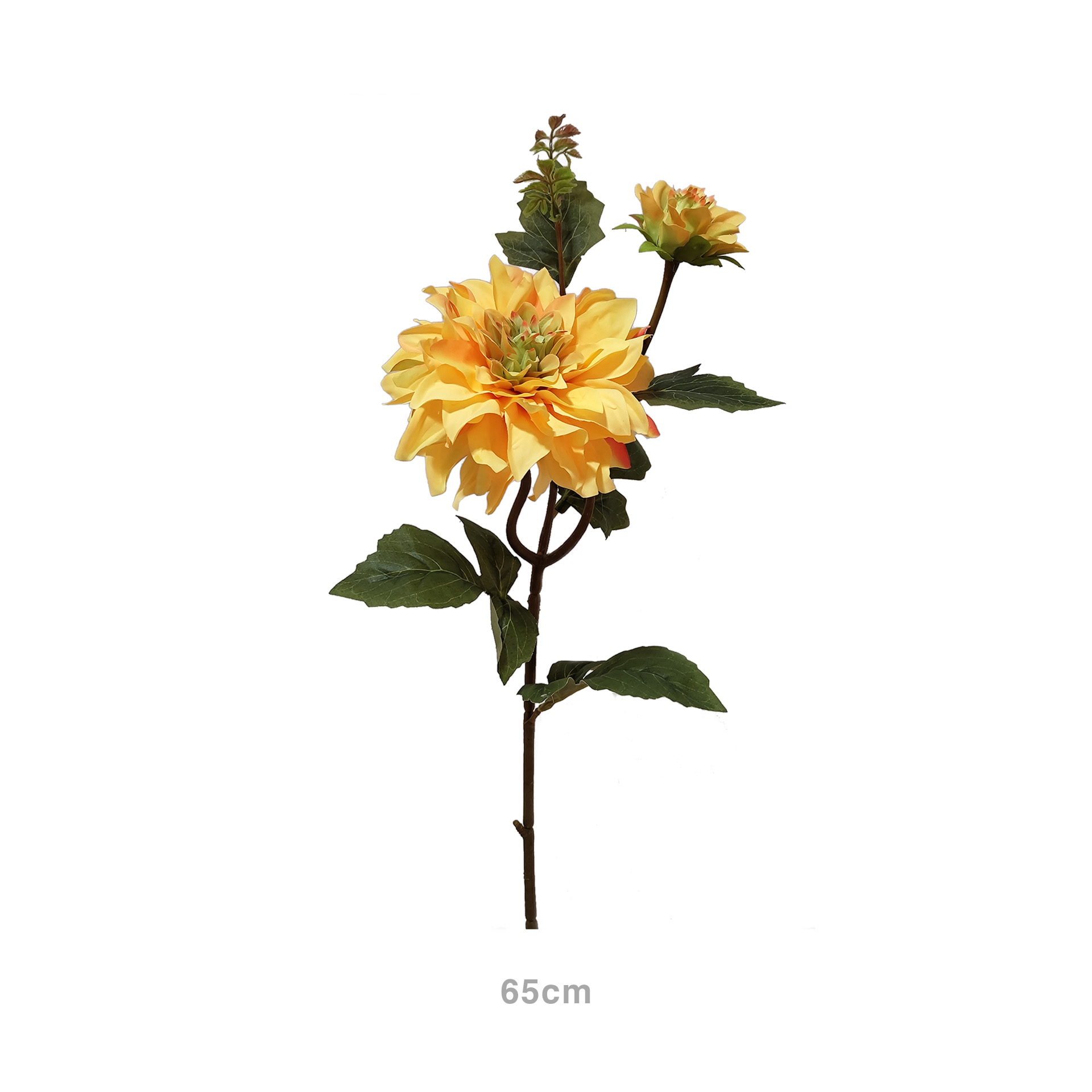 Haste Dália com Botão Amarelo 65cm