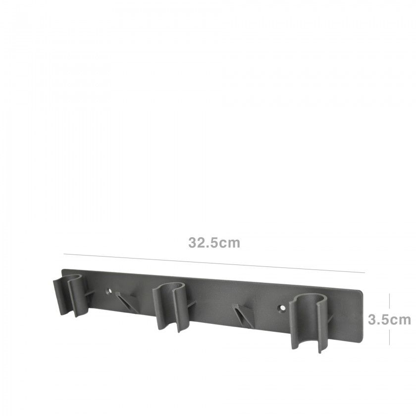 Suporte Plástico 3 Vassouras Antracite 32.5X3.5X4.3cm Suporte Plástico 3 Vassouras Antracite 32.5X3.5X4.3cm