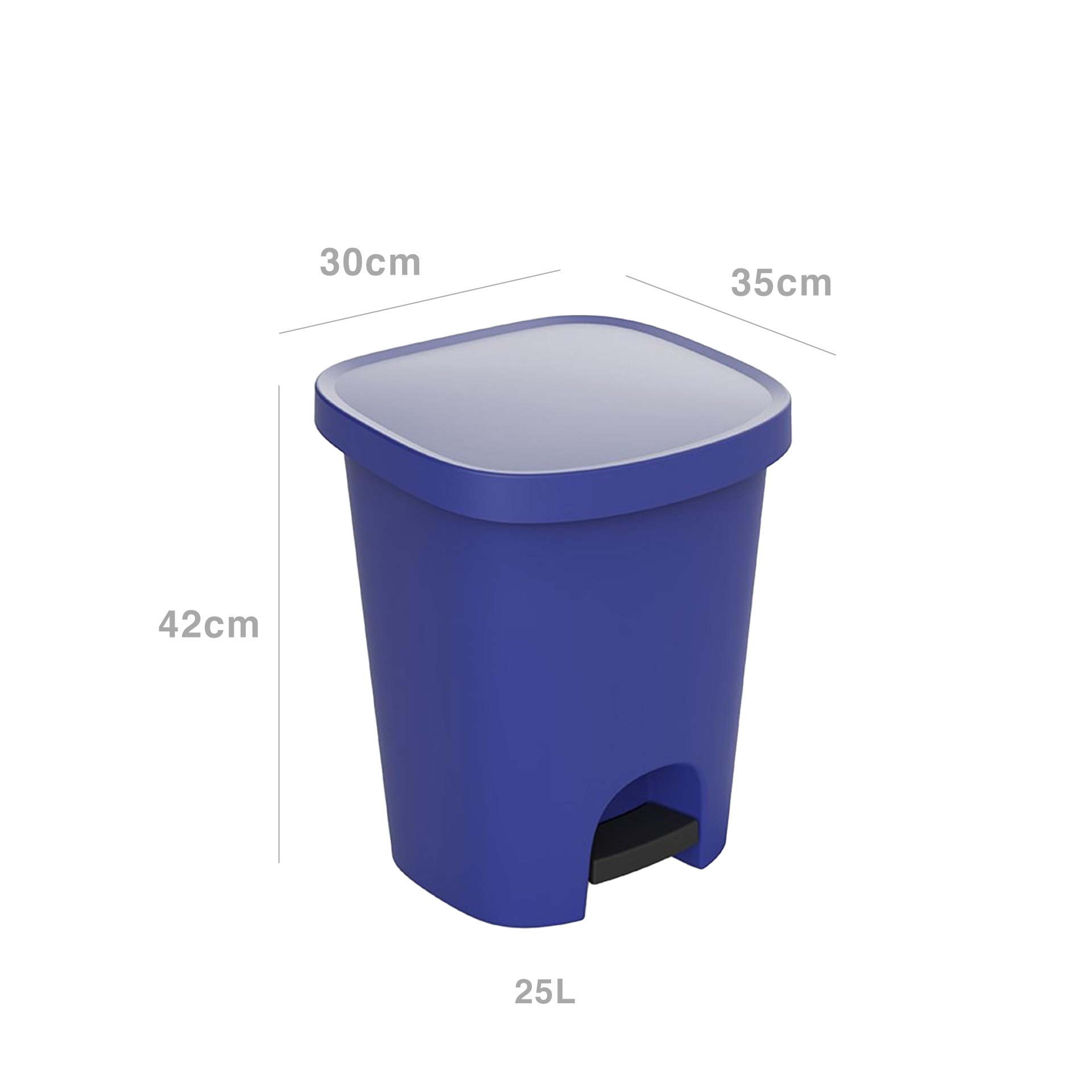 Balde Lixo com Pedal Plástico Quadrado 25l 35X30X42cm