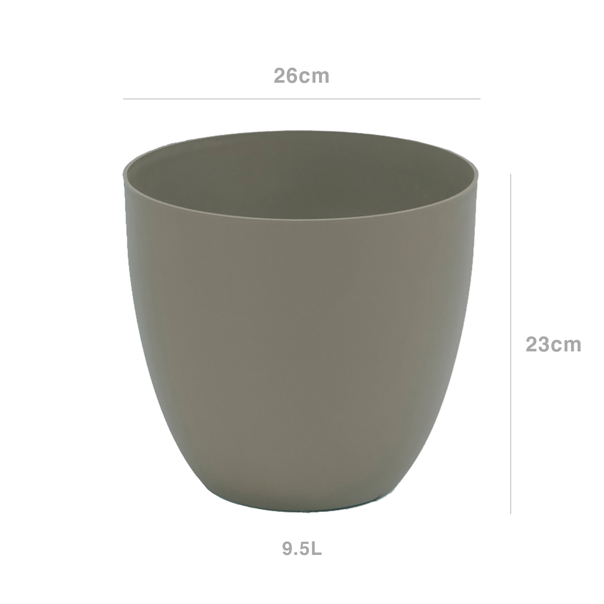 Vaso Plástico Tes Redondo Taupe 9.5L 26X23cm