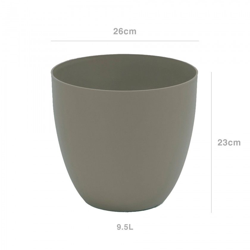 Vaso Plstico Tes Redondo Taupe 9.5L 26X23cm