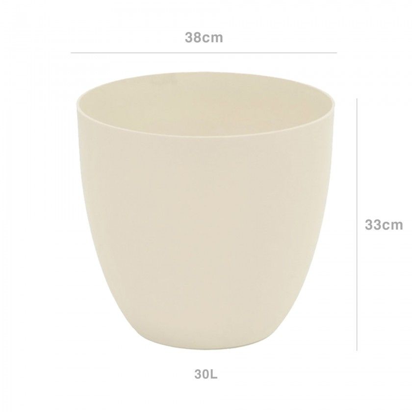 Vaso Plstico Tes Redondo Ecru 30L 38X33cm