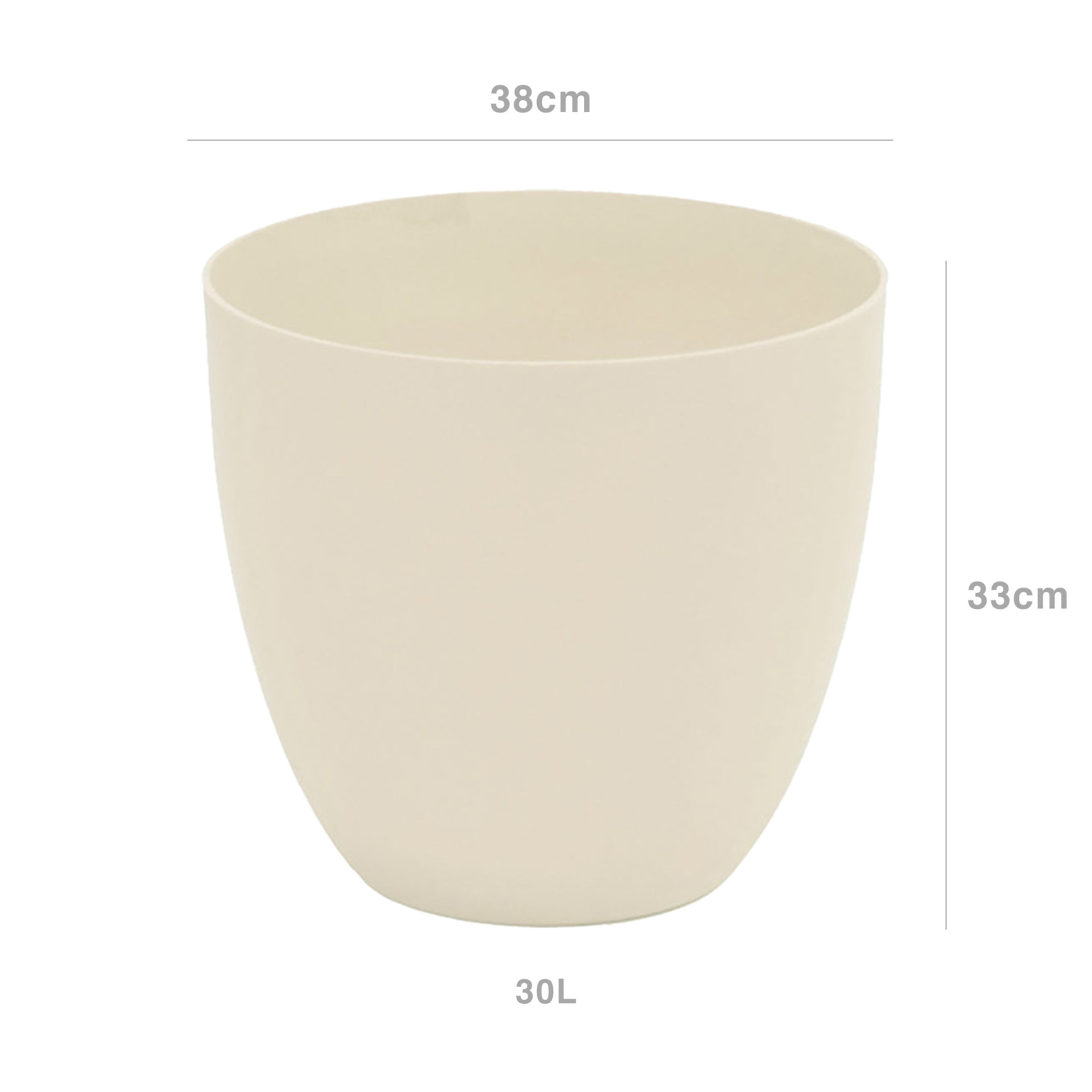 Vaso Plástico Tes Redondo Ecru 30L 38X33cm