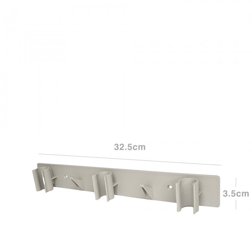 Suporte Plástico 3 Vassouras Taupe 32.5X3.5X4.3cm Suporte Plástico 3 Vassouras Taupe 32.5X3.5X4.3cm