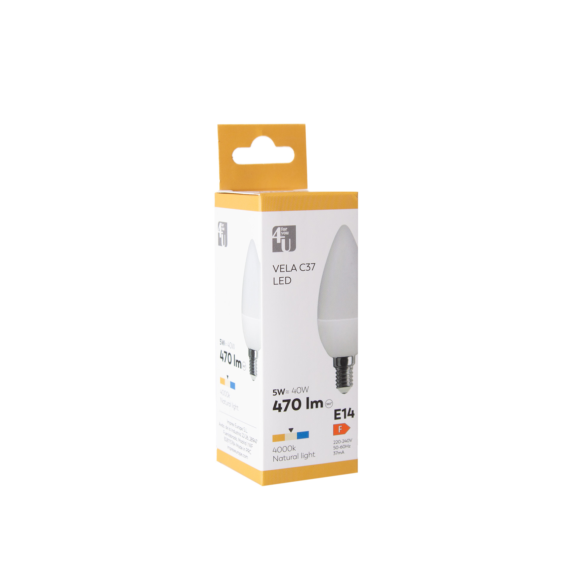 Lâmpada Vela Led 4U E14 470Lm