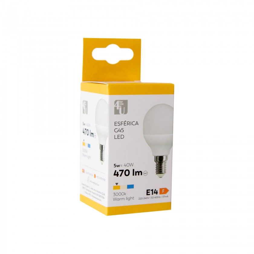 Lmpada Esfrica Led 4U E14 470Lm 30K Luz Quente