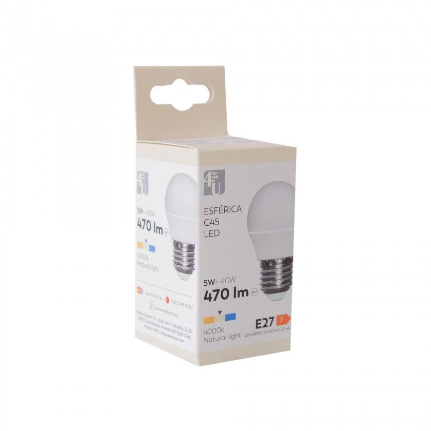 Lâmpada Esférica Led 4U E27 470Lm 4000K Luz Neutra Lâmpada Esférica Led 4U E27 470Lm 4000K Luz Neutra