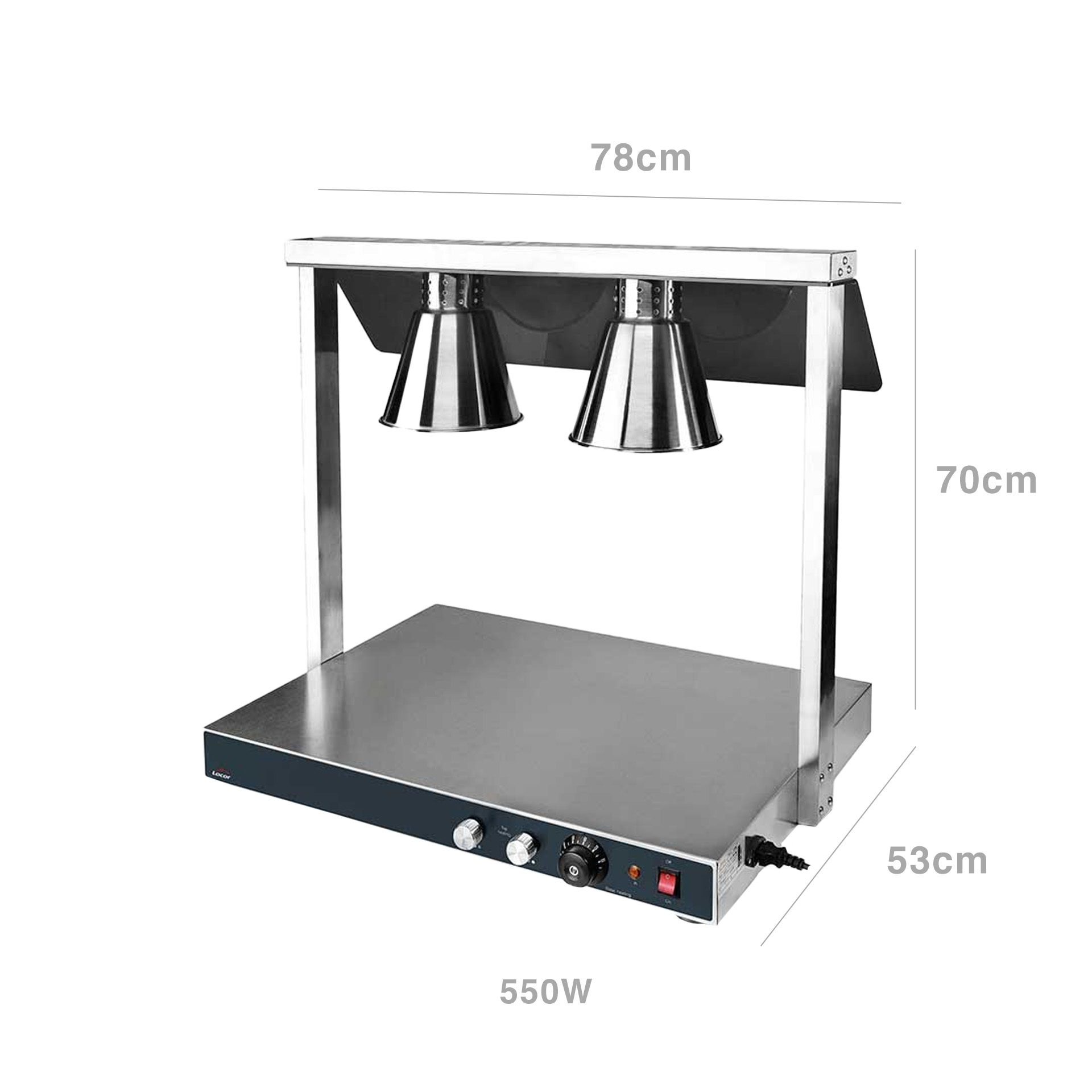 Placa Aquecimento Buffet com 2 Lâmpadas 78X53X70cm