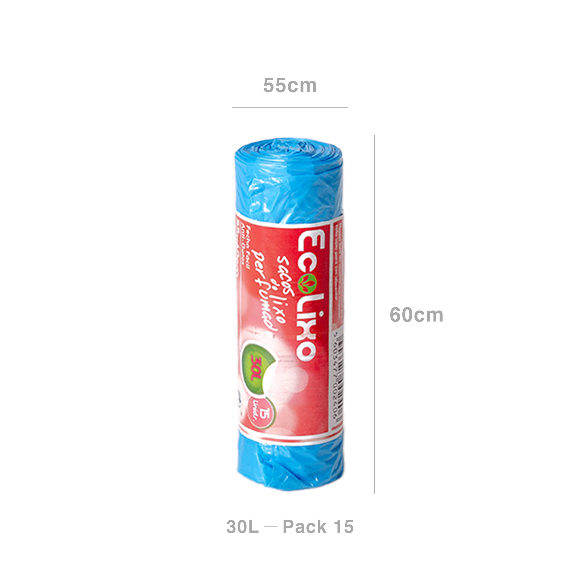 Rolo Sacos Lixo Azul 30l 55X60cm 15 Unidades