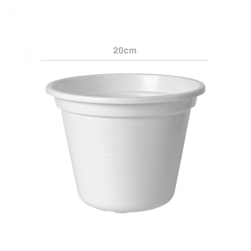 Vaso Plástico Tradicional Brilho Redondo Branco 20cm Vaso Plástico Tradicional Brilho Redondo Branco 20cm