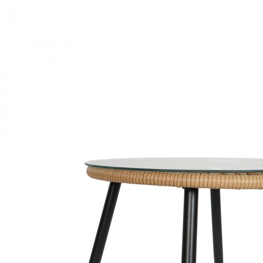 Conjunto 2 Cadeiras Rattan + Mesa Apoio 55X55X47cm Conjunto 2 Cadeiras Rattan + Mesa Apoio 55X55X47cm