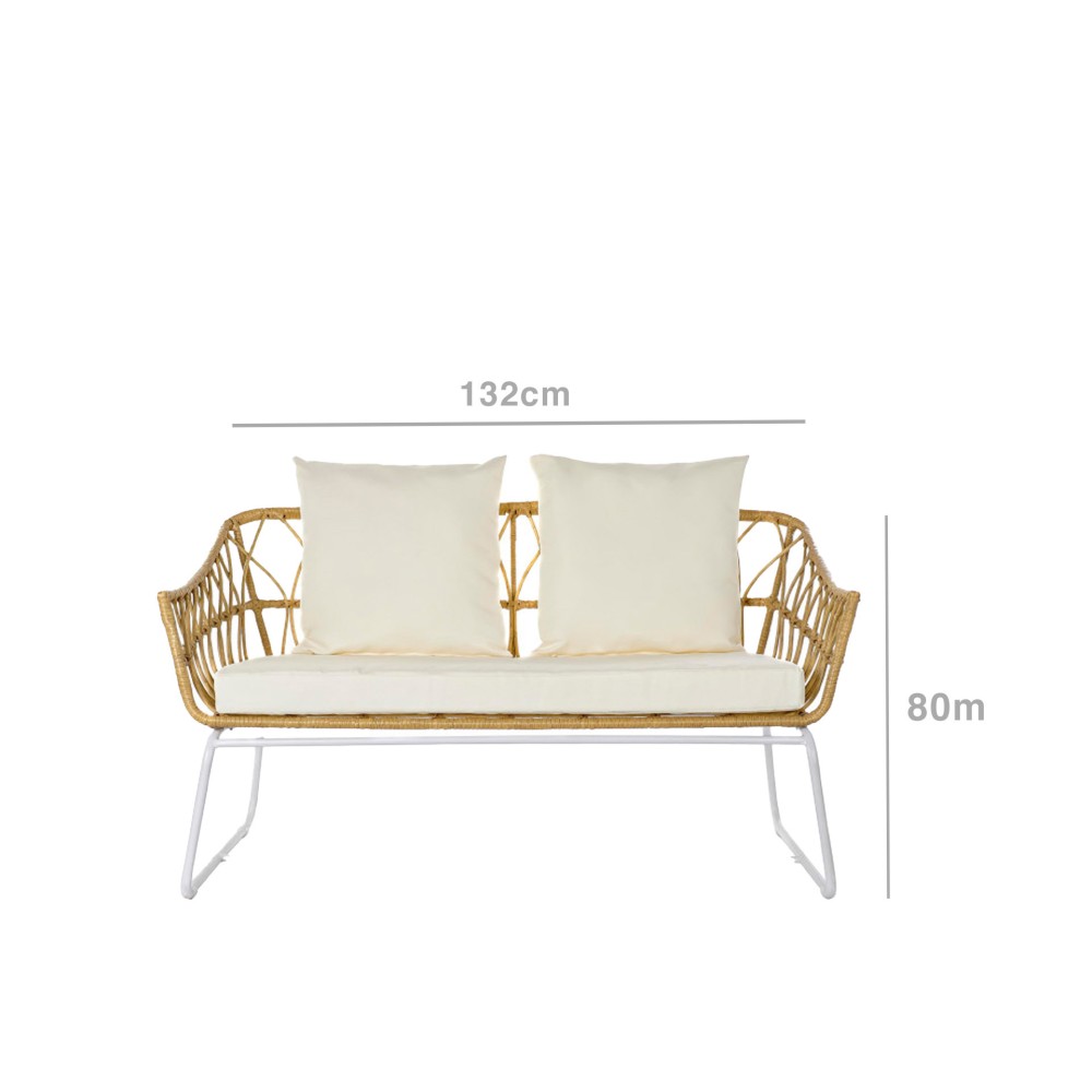 Sofá Rattan / Metal 132X58X80cm