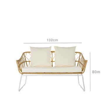 Sofá Rattan / Metal 132X58X80cm