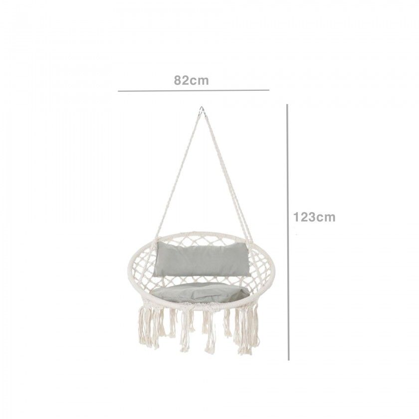 Cadeira Baloiço Algodão / Bambu 82X62X123cm Cadeira Baloiço Algodão / Bambu 82X62X123cm