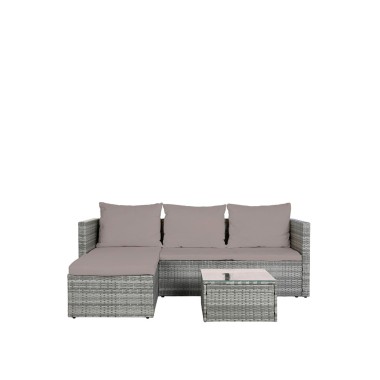 Conjunto Sofá Rattan + Mesa Apoio 195X130X62cm