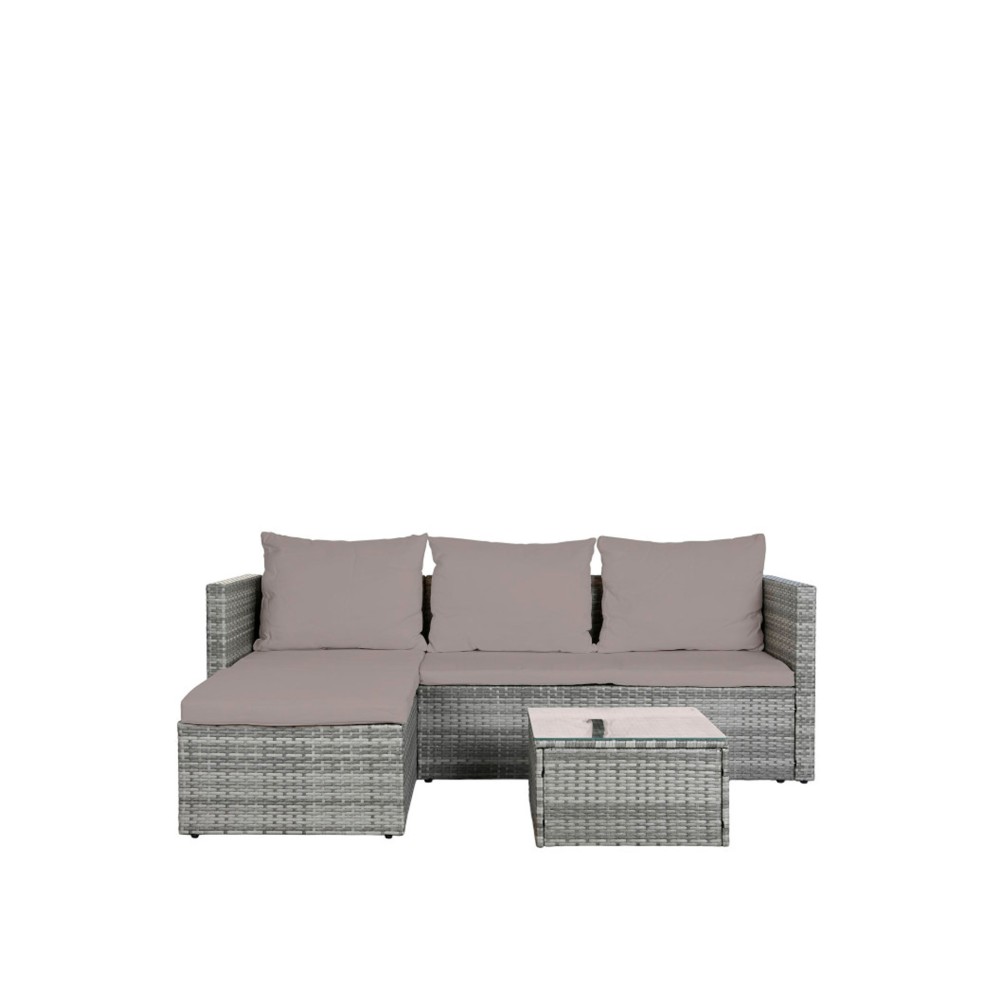 Conjunto Sofá Rattan + Mesa Apoio 195X130X62cm