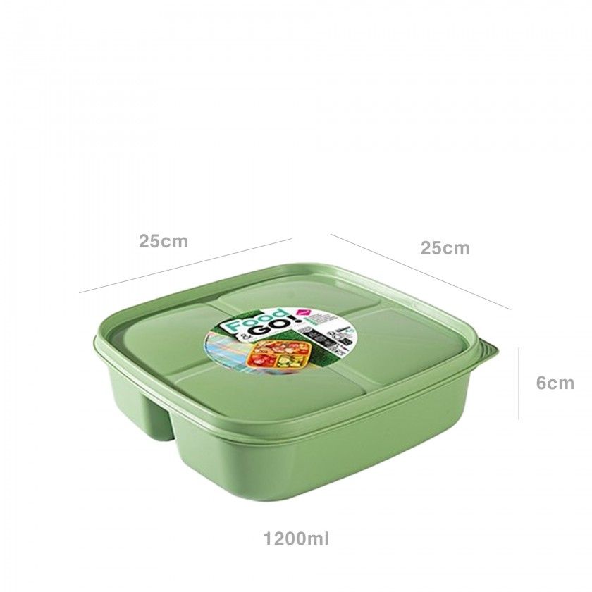 Caixa Hermética Hega Food&Go 3 Divisões 1600ml 21.5X21.5X6cm Caixa Hermética Hega Food&Go 3 Divisões 1600ml 21.5X21.5X6cm