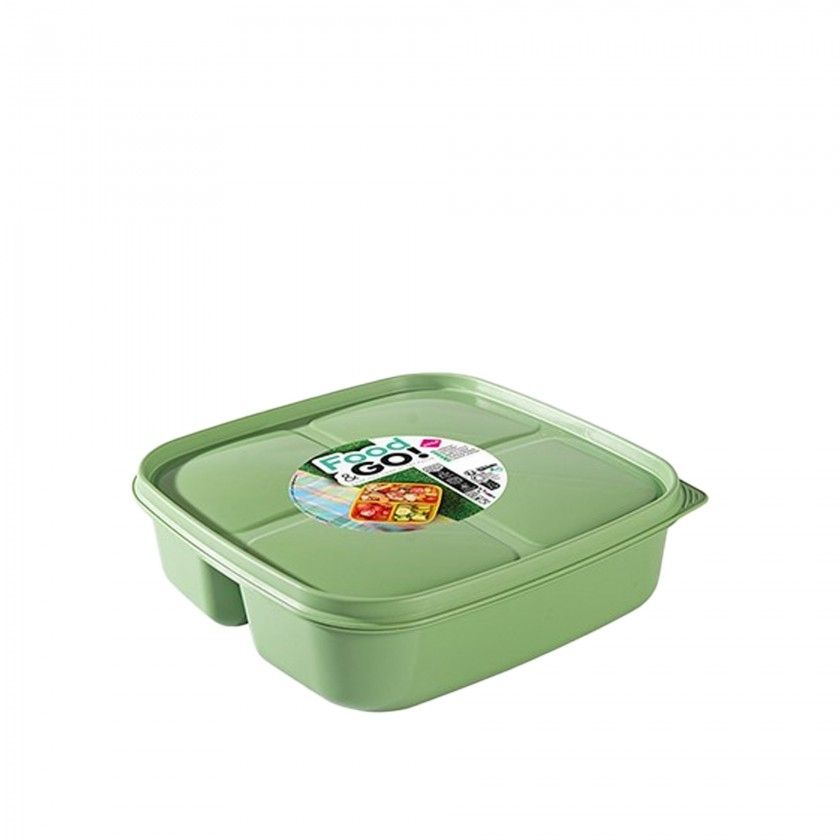 Caixa Hermtica Hega Food&Go 3 Divises 1600ml 21.5X21.5X6cm