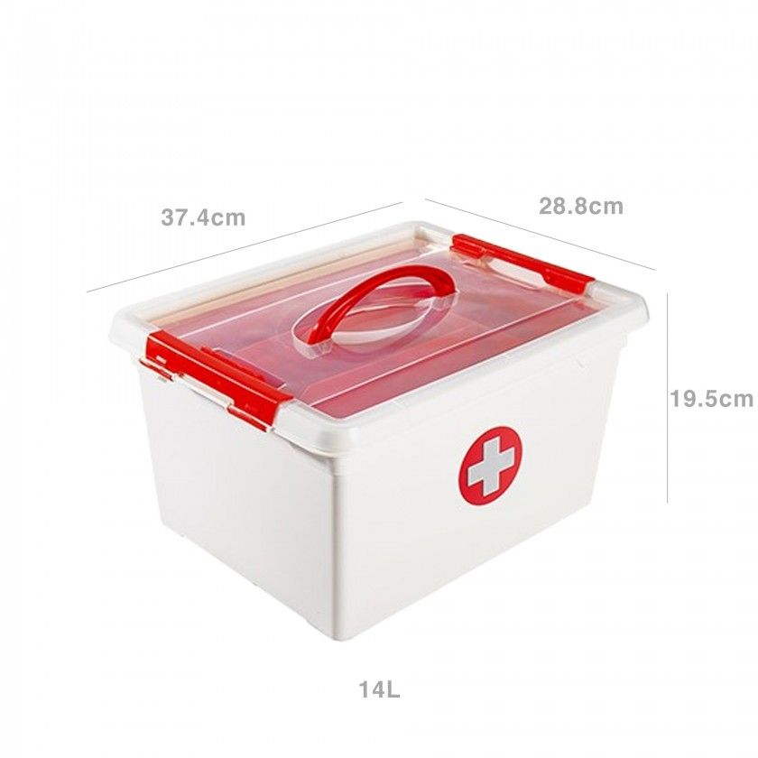 Caixa Primeiros Socorros com Fechos / Asa e Bandeja 14l 37.4X28.8X19.5cm Caixa Primeiros Socorros com Fechos / Asa e Bandeja 14l 37.4X28.8X19.5cm