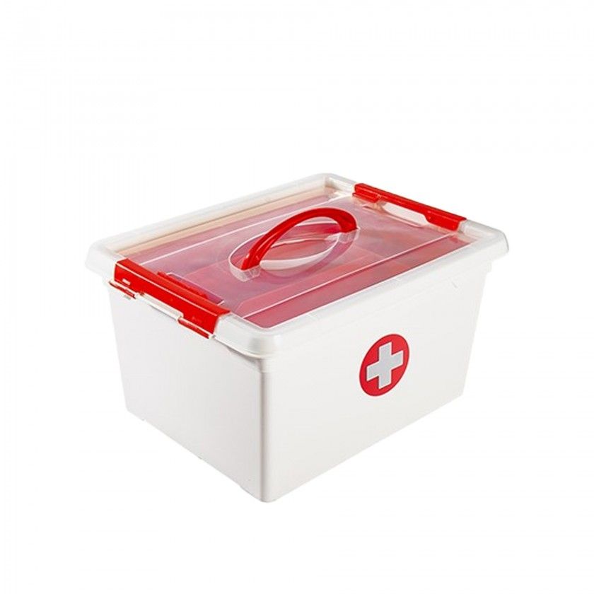 Caixa Primeiros Socorros com Fechos / Asa e Bandeja 14l 37.4X28.8X19.5cm
