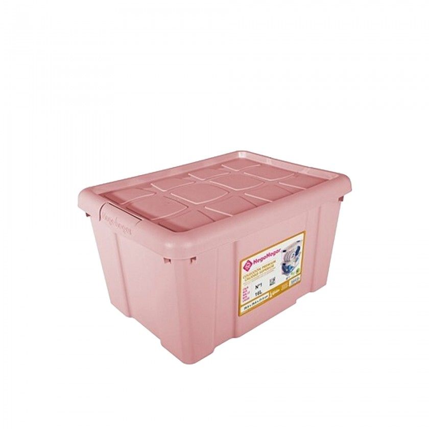 Caixa Arrumos New Box com Fechos Rosa 16l 39.6X29.6X21.5cm