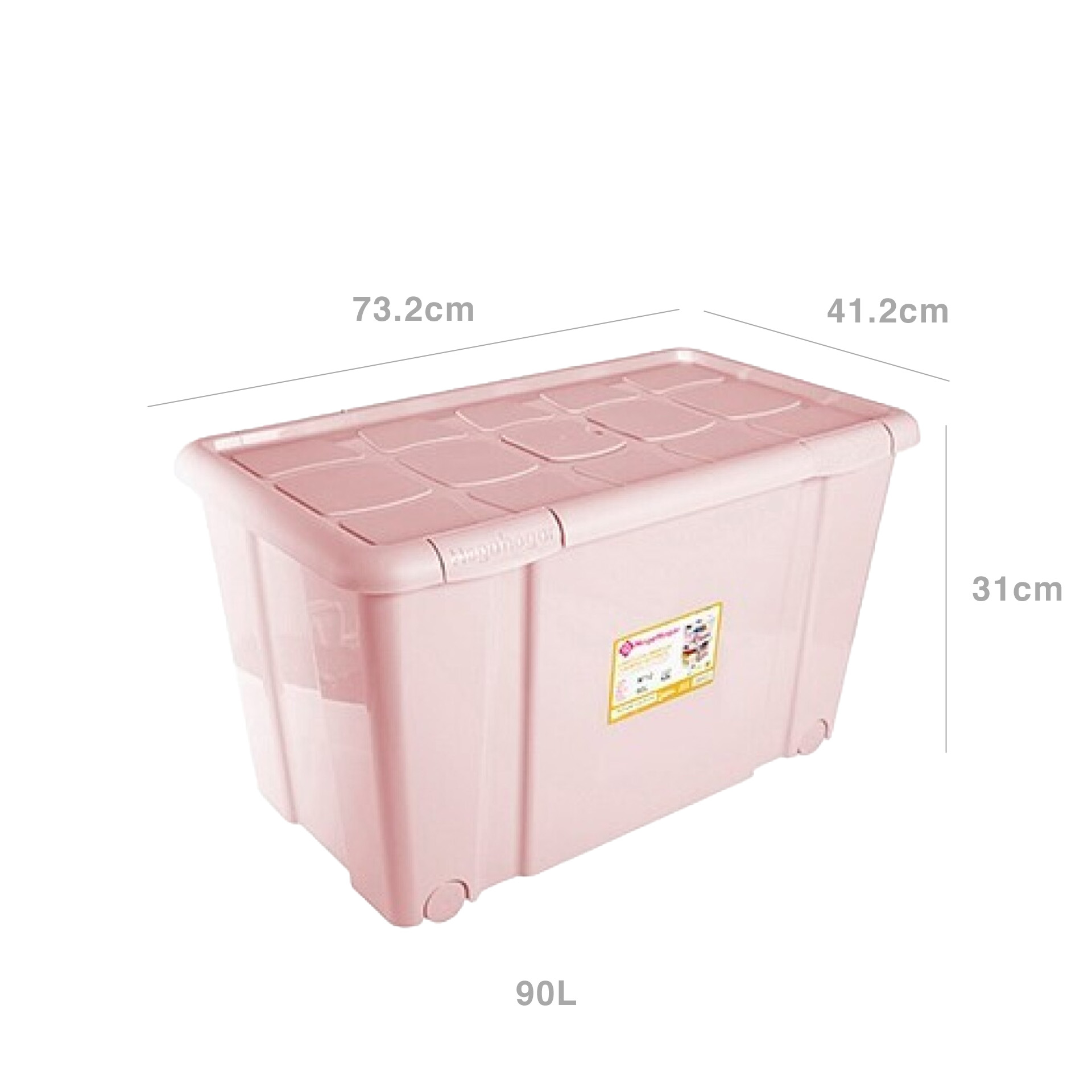 Caixa Arrumos New Box com Fechos e Rodas Rosa 90l 73.2X41.2X31cm