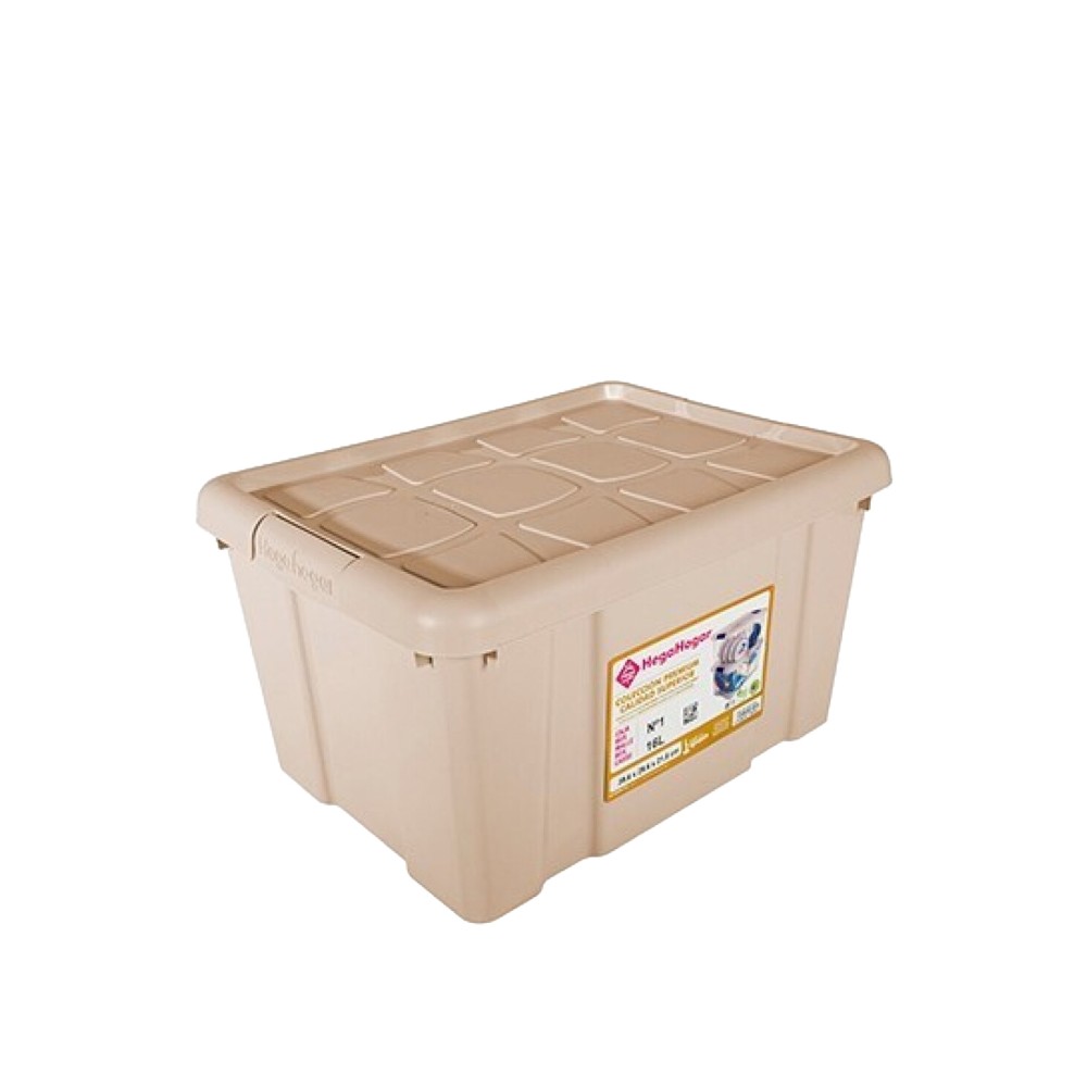 Caixa Arrumos New Box com Fechos Bege 16l 39.6X29.6X21.5cm