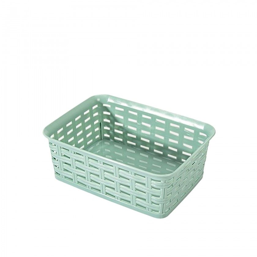 Cesto Multiusos Plstico Rattan Retangular Multicor 900ml 16.5X12X6cm