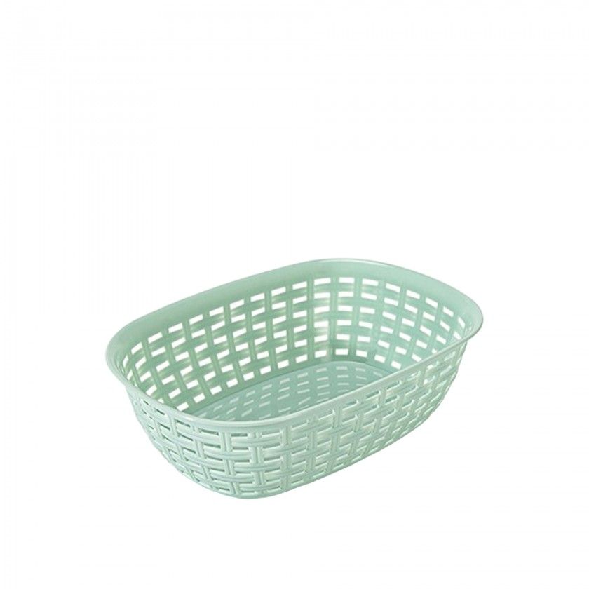 Cesto Multiusos Plstico Rattan Oval Multicor 2000ml 18.4X25.6X7.4cm