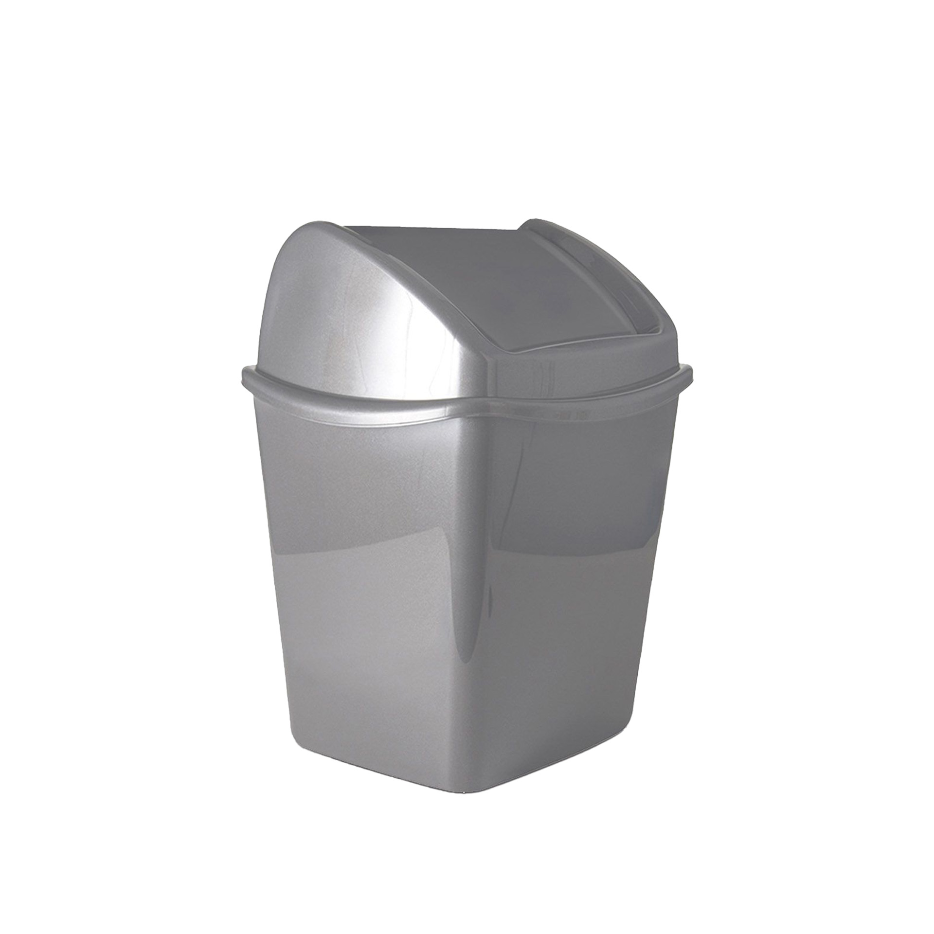 Papeleira Tampa Basculante Segre Quadrada Prata 1100ml 13.5X11.5X17cm