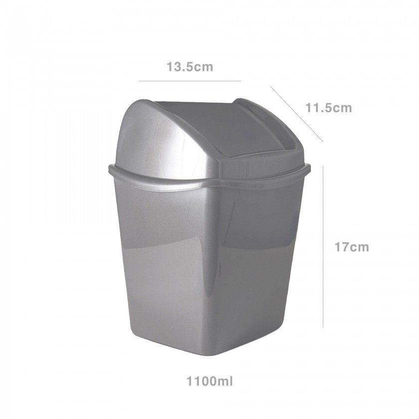 Papeleira Tampa Basculante Segre Quadrada Prata 1100ml 13.5X11.5X17cm Papeleira Tampa Basculante Segre Quadrada Prata 1100ml 13.5X11.5X17cm
