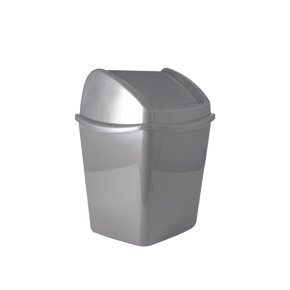 Papeleira Tampa Basculante Segre Quadrada Prata 1100ml 13.5X11.5X17cm