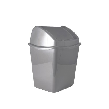 Papeleira Tampa Basculante Segre Quadrada Prata 1100ml 13.5X11.5X17cm