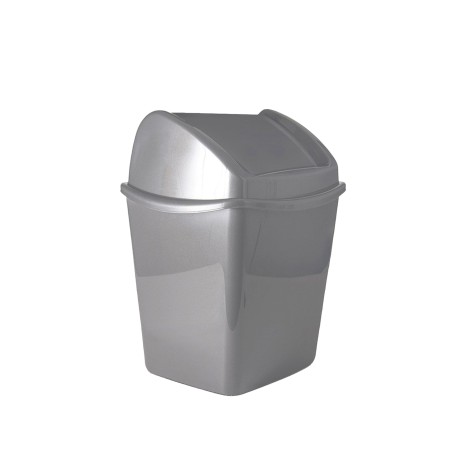 Papeleira Tampa Basculante Segre Quadrada Prata 1100ml 13.5X11.5X17cm - Image product