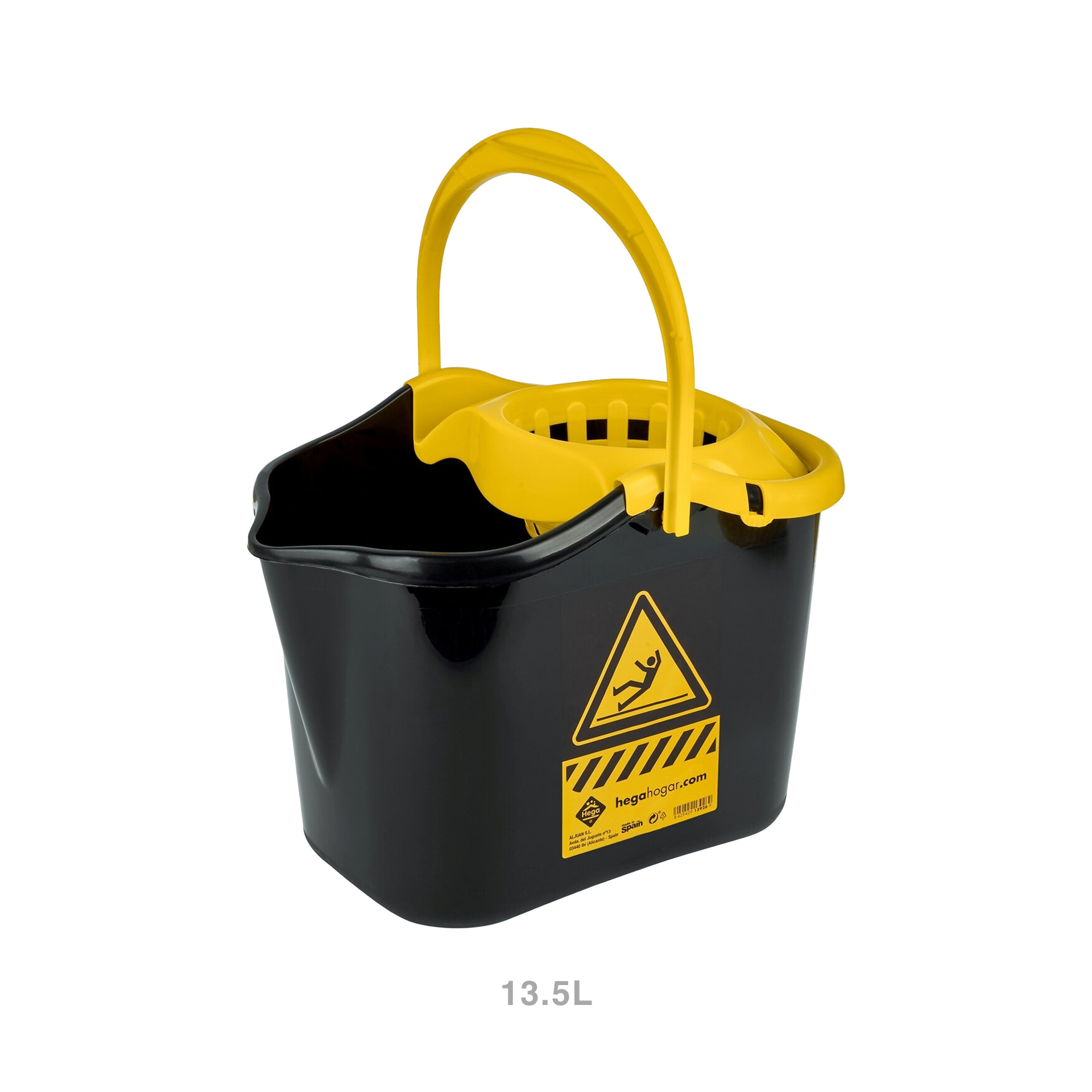 Balde com Espremedor Plástico Oval Preto 13.5l 37X27X28cm