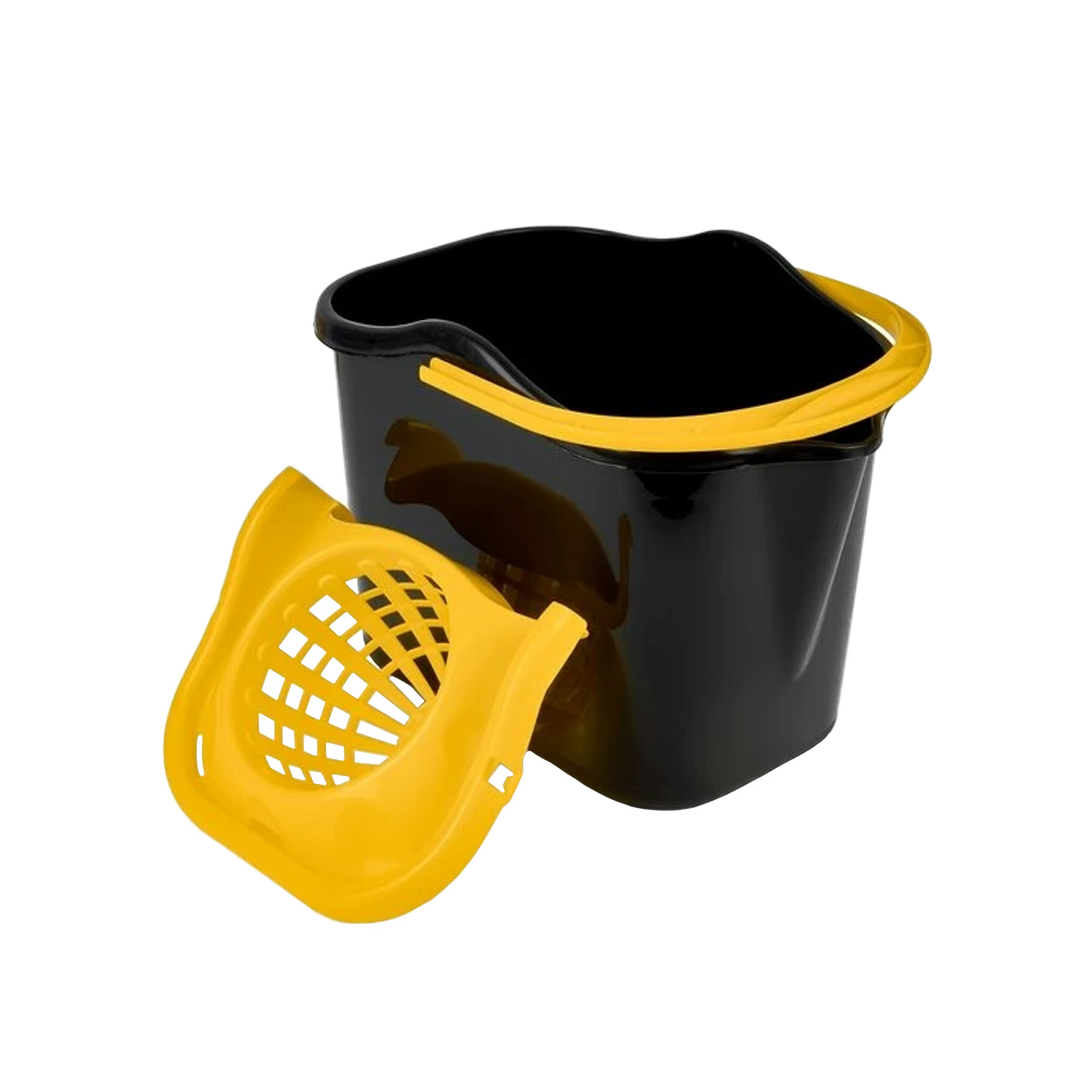 Balde com Espremedor Plástico Oval Preto 13.5l 37X27X28cm
