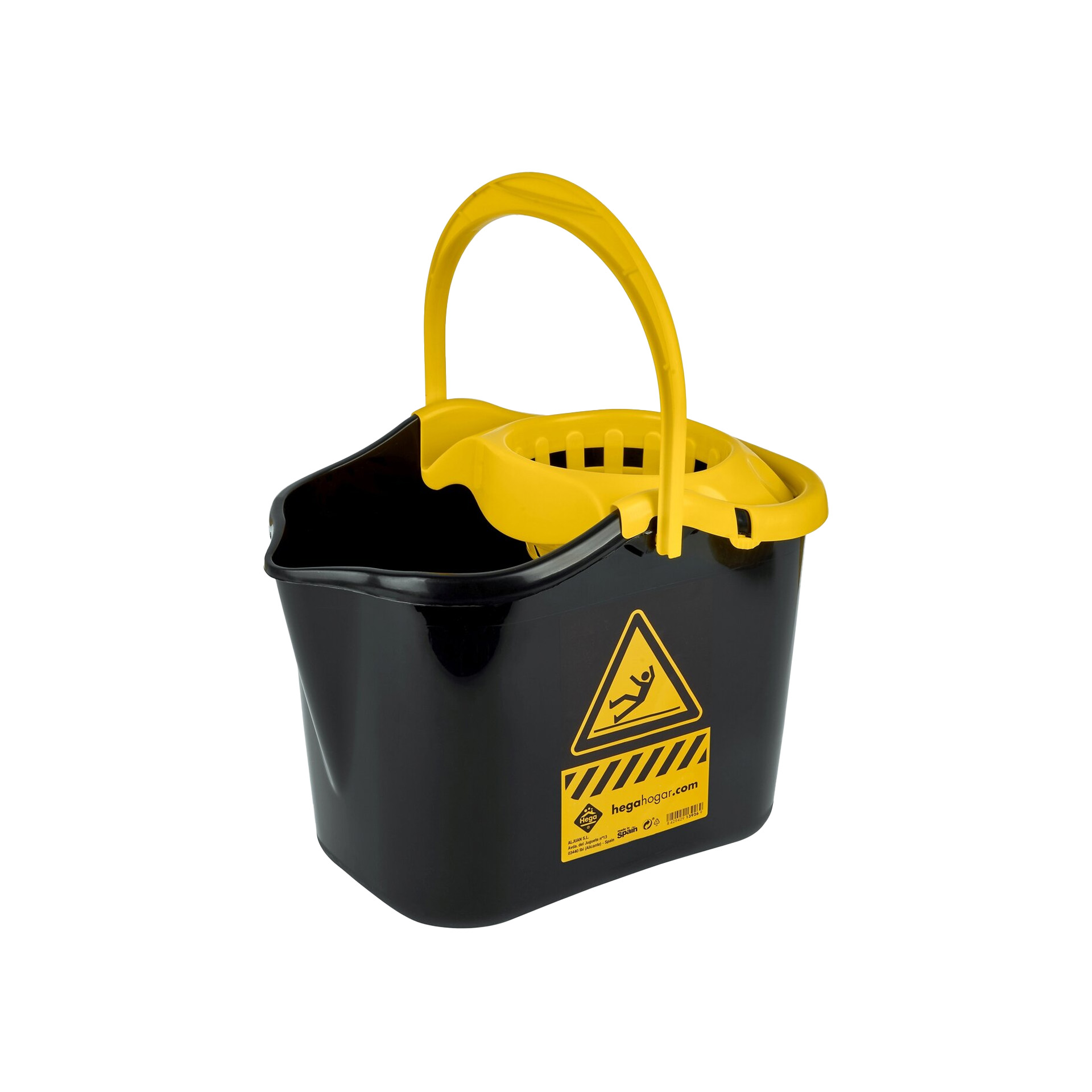 Balde com Espremedor Plástico Oval Preto 13.5l 37X27X28cm