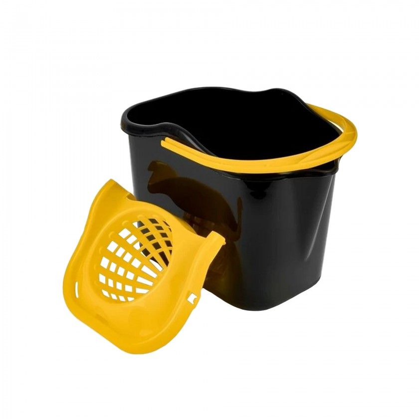 Balde com Espremedor Plstico Oval Preto 13.5l 37X27X28cm