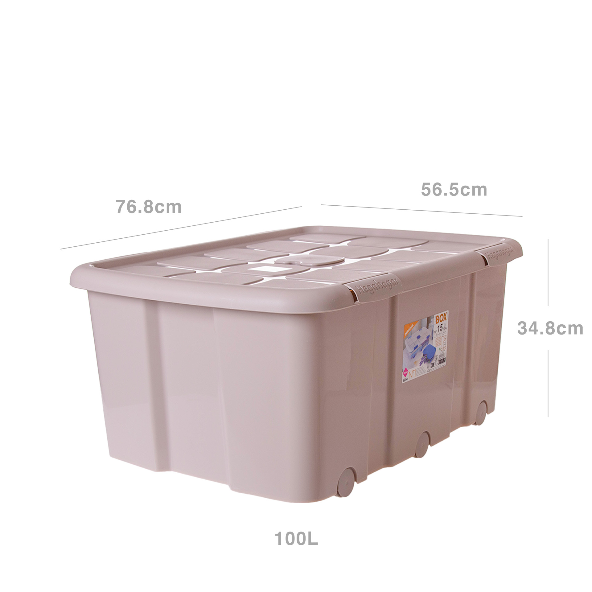 Caixa Arrumos New Box com Fechos e Rodas Bege 100l 76.8X56.5X34.8cm