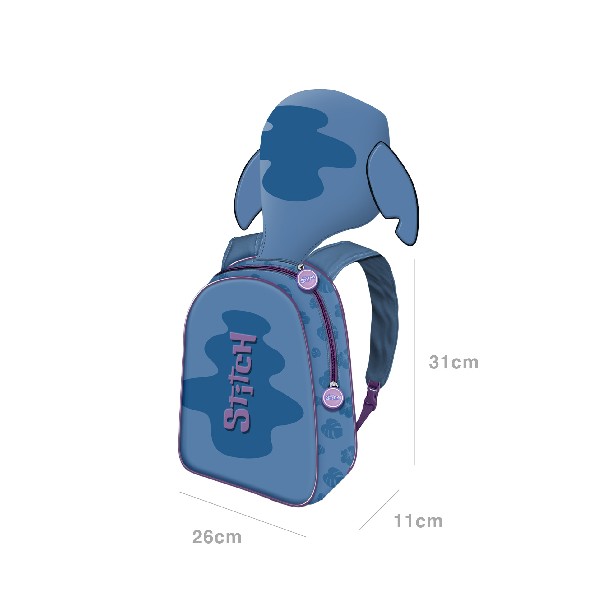 Mochila Infantil com Capuz Lilo Y Stitch 26X31X11cm