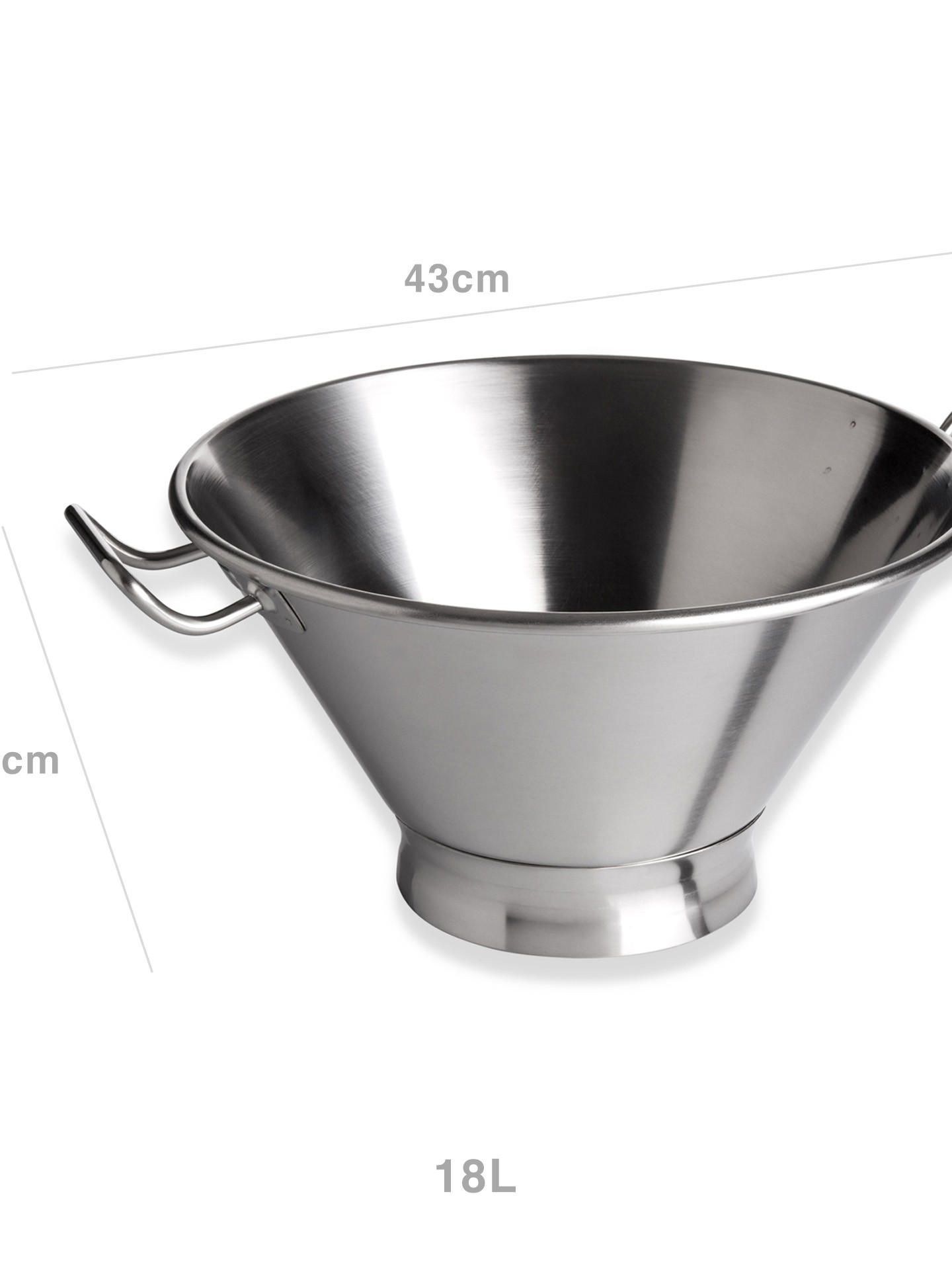 Alguidar Cónico Inox Grand Gourmet Redondo 18L 43X17cm