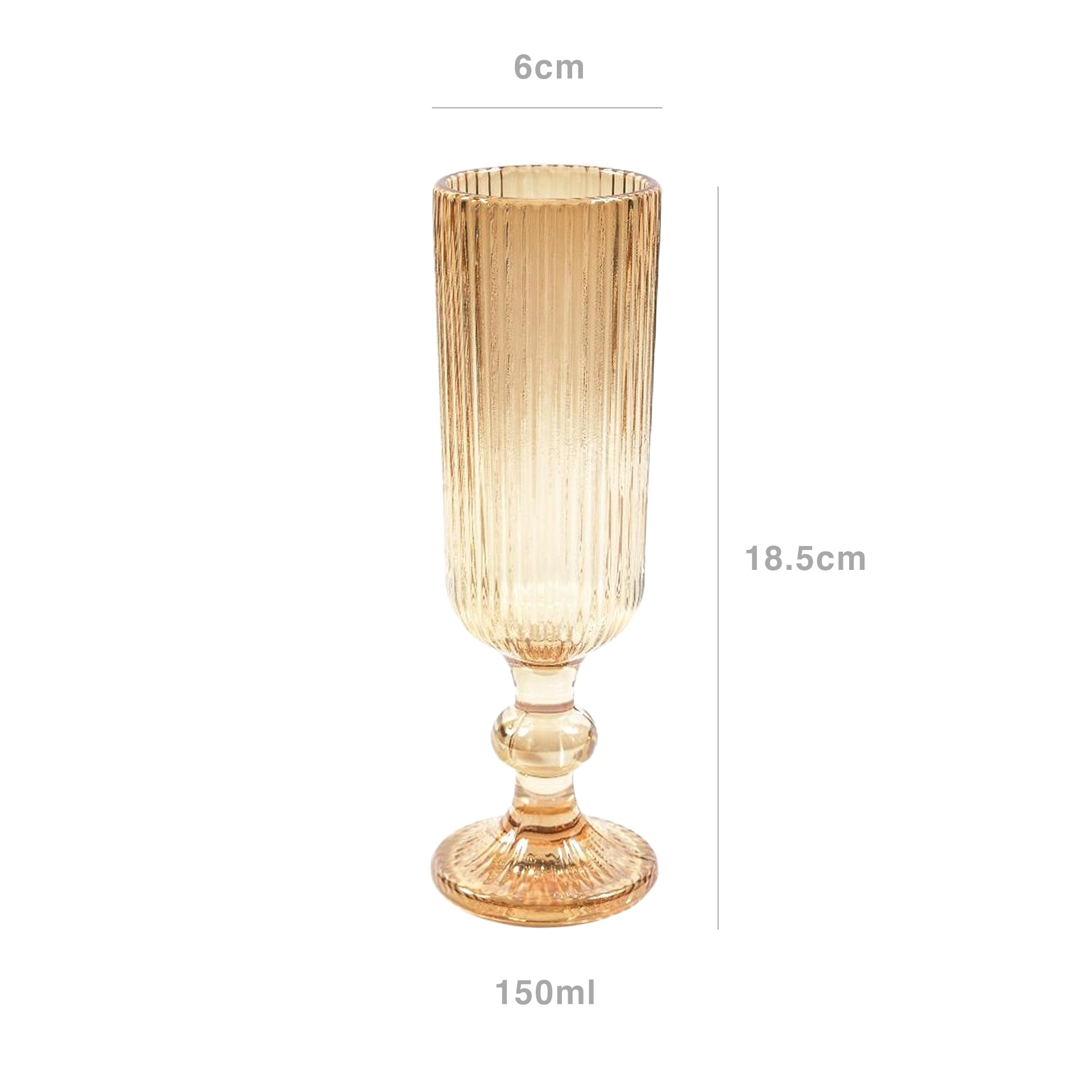 Copo flute vidro wave gold 150ml 6X18.5cm