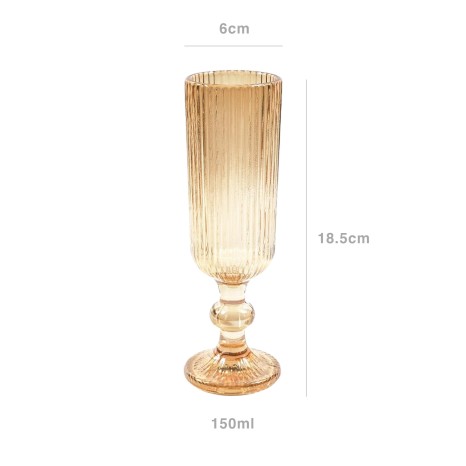 Copo flute vidro wave gold 150ml 6X18.5cm - Image product