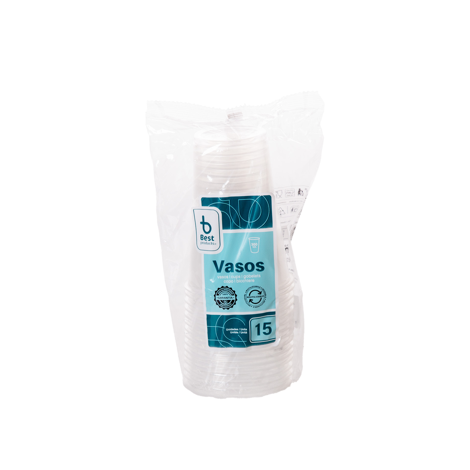 Copo Reutilizável Transparente 300ml 8X5X11cm Pack 15