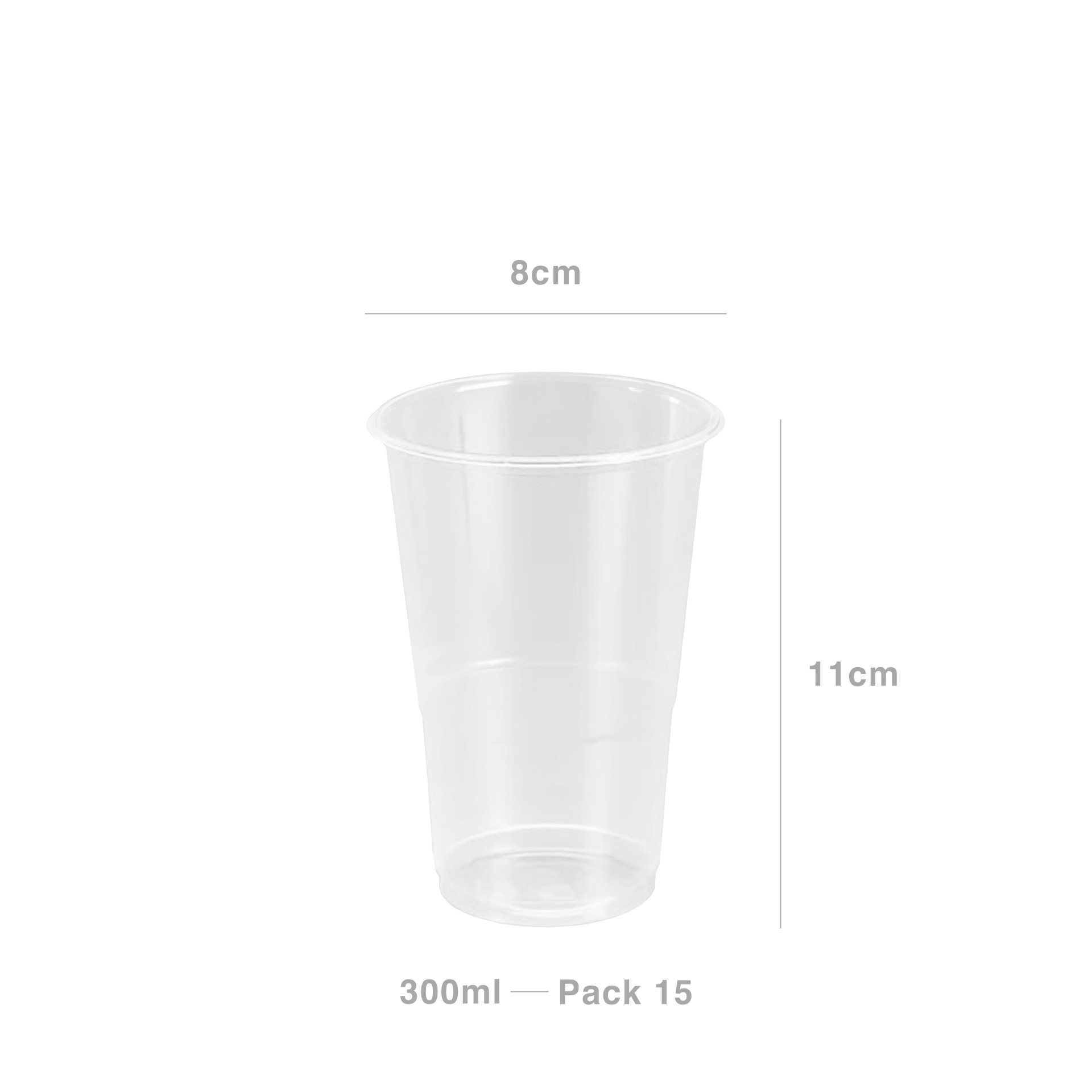 Copo Reutilizável Transparente 300ml 8X5X11cm Pack 15