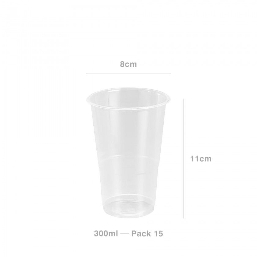 Copo Reutiliz�vel Transparente 300ml 8X5X11cm Pack 15