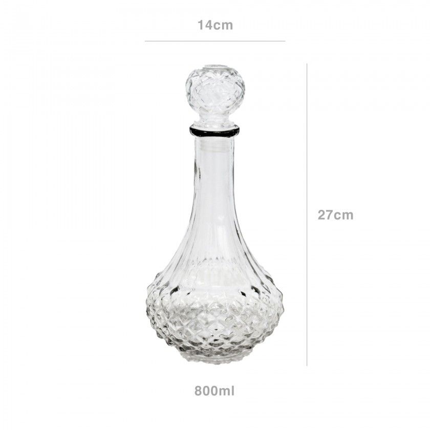 Garrafa Vidro Picotado 800ml 14X14X27cm Garrafa Vidro Picotado 800ml 14X14X27cm