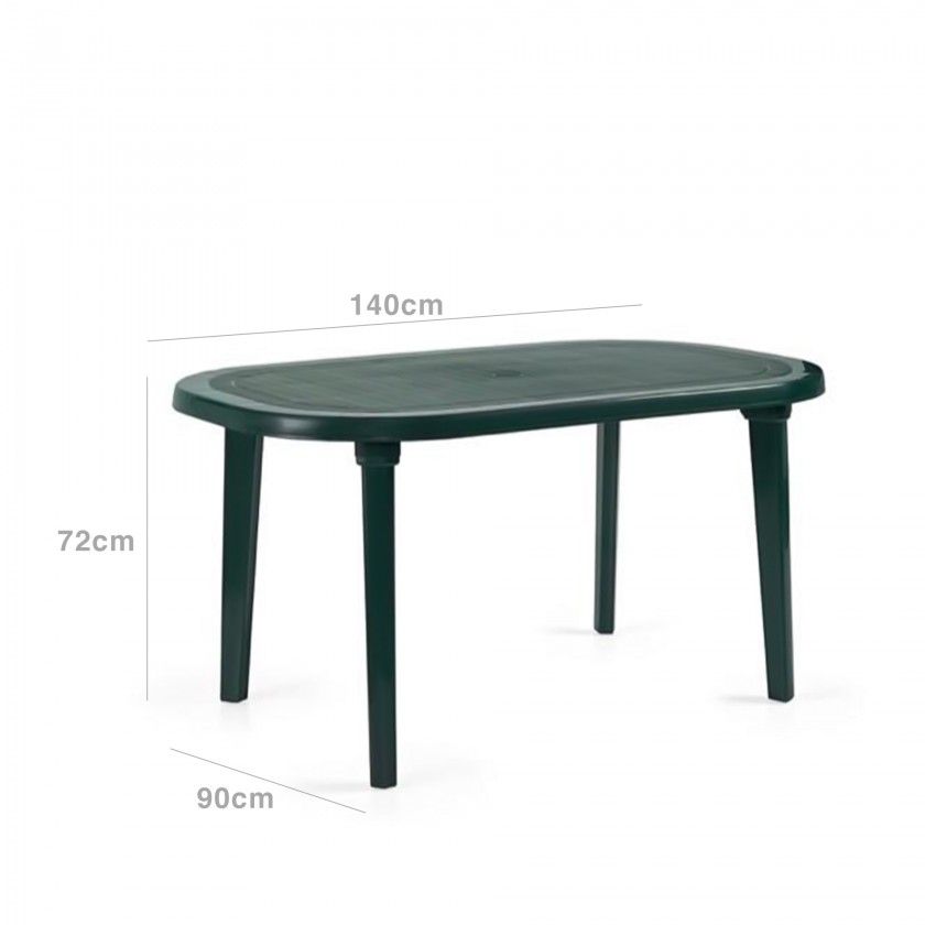 Mesa Plstica Braga Oval Verde 140X90X72cm