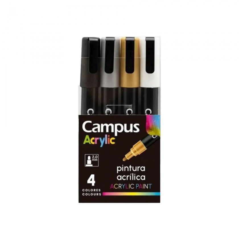 Marcador Tinta Acrílica Metal 2mm 4 Cores Marcador Tinta Acrílica Metal 2mm 4 Cores